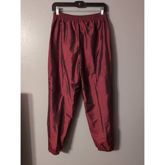 On Your Mark Petites Maroon Vintage Lined Windpants Women's Size PS Zip Hems - Picture 3 of 9